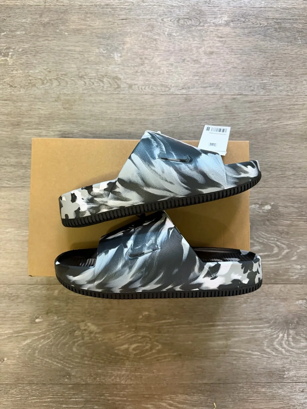 Nike Calm Slides SE Black Marbled Men's Size 8 - (FV5637-001) - Picture 5 of 6